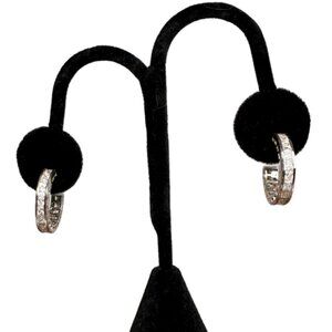 Landau Silvadium CZ Tennis Hoop Earrings Like New 925 Palladium Plating